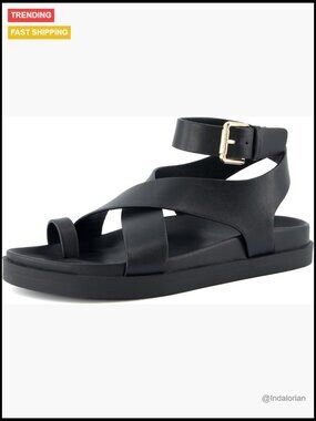 Premium Vegan Leather Ankle Wrap Platform Sandals with Non-Slip Outsole